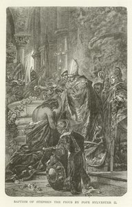 Dåb af Stefanus den fromme af pave Sylvester II af American School