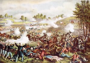Battle of Bull Run, 21. juli 1861, udgivet 1889 af American School