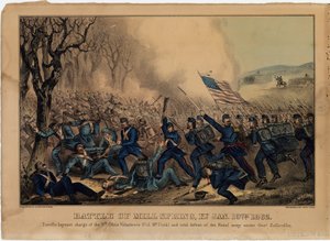 Battle of Mill Spring, Ky. 19. januar 1862, pub. af Currier & Ives, ca. 1862 af American School