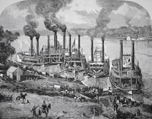 Slaget ved Shiloh også kendt som Pittsburg Landing, april 1862 (litho) af American School