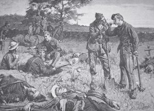 Mellem linjerne under en våbenhvile (litografi) af American School