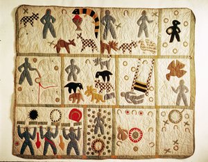 Bibelsk quilt, Virginia (bomuld med applikation) af American School