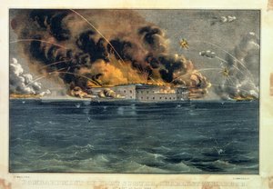 Bombardement af Fort Sumter, Charleston Harbour, 12. og 13. april 1861, pub. af Currier und Ives af American School