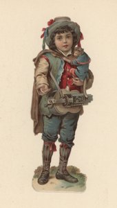 Dreng med en abe (chromolitho) af American School