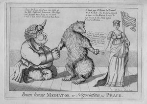 Bruin blev mægler eller fredsforhandling, c.1813 af American School