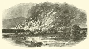 Afbrænding af broen over Susquehanna, Columbia, Penn, juni 1863 af American School