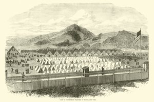 Lejr af konfødererede fanger i Elmira, New York, maj 1865 af American School
