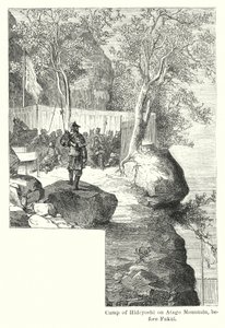 Hideyoshi-lejren på Atago-bjerget, før Fukui (gravering) af American School