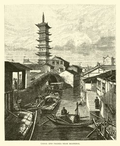 Kanal og Pagoda nær Shanghai af American School