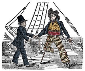 Kaptajn Mackra og piraten har træben Indgravering fra "The Pirates Own Book"" 1800-tallet af American School