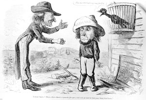 Tegneserie satire over afskaffelsen af slaveriet i Maryland, fra "Frank Leslie