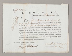 Check for tre pund og tretten shilling til Joseph Williams, 13. november 1783 af American School