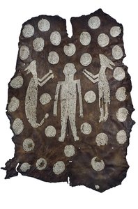Chief Powhatans Mantle, nordamerikansk indianer, fra Virginia, slutningen af det 16.-begyndelsen af det 17. århundrede (hjorteskind med skalmønstre) af American School