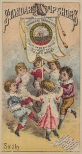 Børn danser rundt banner af American School