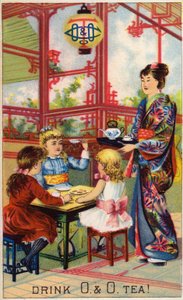Børn ved japansk te-ceremoni af American School