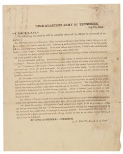 Cirkulære vedrørende konstruktion og befæstning af skanser brugt af Army of Tennessee, 7. juli 1864 af American School