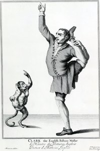 Clark the English Posture Maker, taget fra serien The Cryes of the City of London Drawne after the Life, gravering efter Marcellus Laroon II, udgivet af Pierce Tempest, 1688 af American School