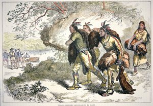 Colonial Fur Traders (farvet gravering) af American School