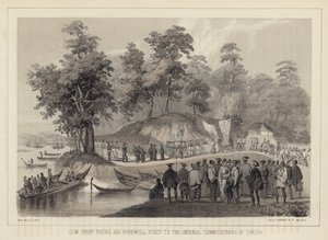 Commodore Perry på sit afskedsbesøg hos de kejserlige kommissærer i Simoda, Japan af American School