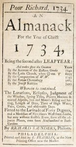 Forside af Poor Richard, an Almanack, 1734 (tryk) af American School