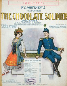 Cover af partitur af The Chocolate Soldier, operette af Oscar Straus, udgivet i New York, ca. 1910