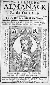 Forside til The Farmers Almanack, udgivet 1714 (tryk) af American School