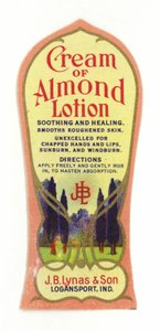 Cream of Almond Lotion Label, J B Lynas & Son af American School