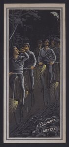 Cyklister, der kører om natten (farve litho) af American School