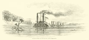 Daviss flåde på vej til at slutte sig til Farraguts, juli 1862 af American School