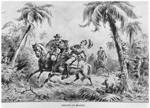 Antonio Maceos død (1845-96), illustration fra The Story of Cuba af Murat Halstead, udgivet 1898 af American School