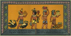 Julekort med egyptisk tema (farve litho) af American School