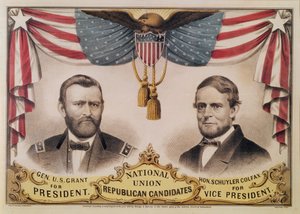 Valgplakat for U.S.A. præsidentvalget i 1868 forestillende Ulysses S. Grant og Schuyler Colfax, 1868