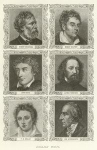 Engelske digtere, Robert Browning, Robert Southey, John Keats, Alfred Tennyson, P B Shelley, William Wordsworth af American School