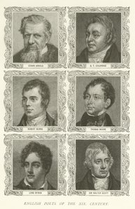 Engelske Poets of the XIX Century, Edwin Arnold, S T Coleridge, Robert Burns, Thomas Moore, Lord Byron, Sir Walter Scott af American School