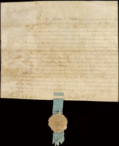 Opslugt proklamation, der giver byens frihed til John Jay af American School