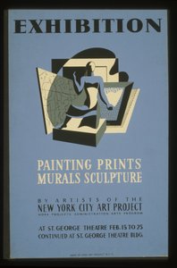 Udstillingsmaleri, tryk, vægmalerier, skulptur af kunstnere fra New York City Art Project af American School