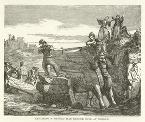 Opgraver en bevinget mand-hoved tyr ved Nimrud