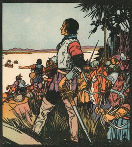 Opdagelsesrejsende: Hernando De Soto ved Mississippi-floden af American School