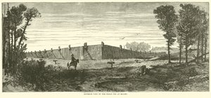 Udvendigt billede af Prison Pen ved Millen, november 1864 af American School