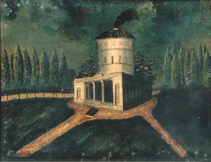 Fairmount Waterworks, ca. 1838 (olie på lærred) af American School