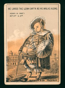 Falstaff, fra Shakespeares Henry IV Part 1 (farvelitografi) af American School