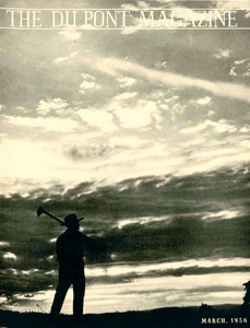 Farmer in field, forside af DuPont Magazine, marts 1936 af American School