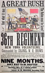 Føderal rekrutteringsplakat for det 36. regiment, New York frivillige (farve litho) af American School