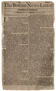 Første udgave af Boston News-Letter, 1704 (avispapir) af American School
