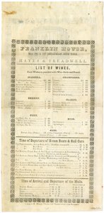 Franklin House vinkort for 23. maj 1844, 1844 (indgraveret menu) af American School
