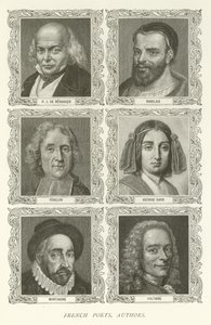 Franske digtere, forfattere, P J De Beranger, Rabelais, Fenelon, George Sand, Montaigne, Voltaire af American School