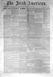 Forsiden af The Irish-American, udgivet i New York, 4. november, 1876 (avispapir) af American School