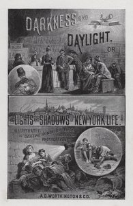 Frontispice for Darkness and Daylight, or Lights and Shadows of New York Life af Mrs Helen Campbell (litho) af American School