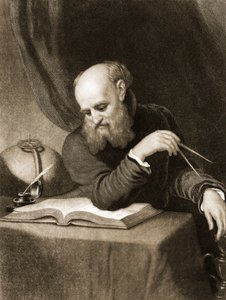 Galileo med kompas og diagrammer, ca. 1880 (kobberstik) af American School