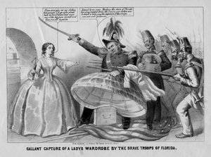 Galant indfangning af en damegarderobe af Floridas modige tropper, udgivet af J.L. Magee, Philadelphia, ca. 1861 af American School